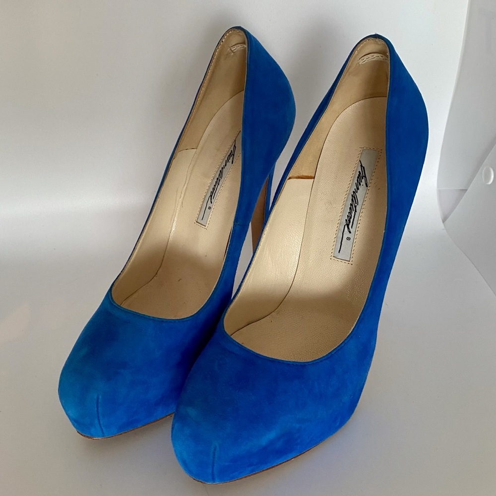 Brian Atwood Maniac Electric Blue Suede Pumps